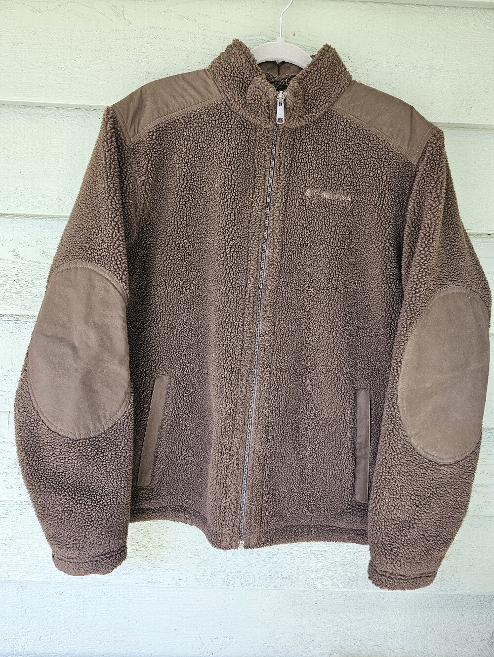 Columbia Sportswear Dark Brown Pebbled Sherpa Fleece Zip-Up Jacket Men's Large